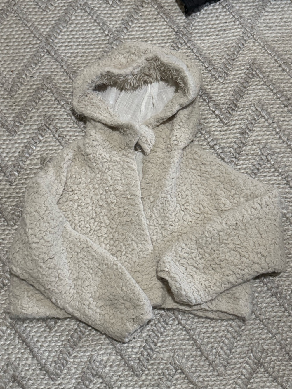 Free People Cream Sherpa Hooded Puffer Jacket